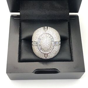 925 Sterling Silver 9.70CT Oval Cluster Pave Dome Men’s Ring Size 12